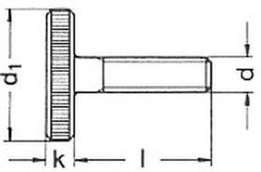 M6x40 PLAIN 5.8 Knurled thumb screws, thin type DIN 653