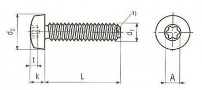 M2.5x5 ZINC TORX pan head thread forming screws DIN 7500 C-TX