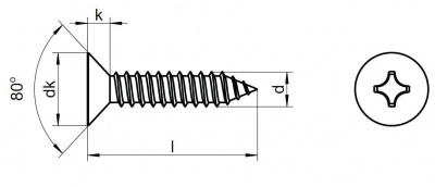 6.3x50 ZINC Cross recessed countersunk head tapping screws DIN 7982