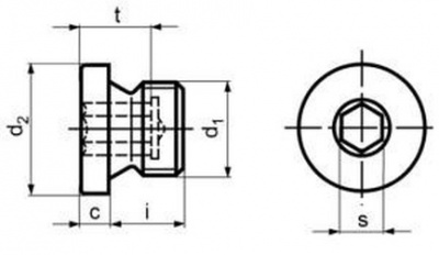 M12x1.5 PLAIN 5.8 Hexagon socket screw plugs, cylindrical thread DIN 908