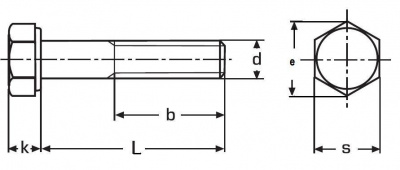 bolt M16x60 PLAIN 5.6 AD-W7/TRD hexagonal head, part thread, ISO 4014