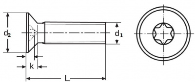 M3x16 ZINC 8.8 Hexagon socket countersunk head screw TORX DIN 7991 - ISO 10642 TX