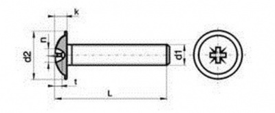 M4x6 BLACK Cross recessed pan head screws with collar DIN 967