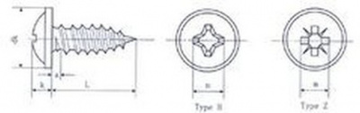 4.2x19 ZINC Cross recessed pan head tapping screws with collar  DIN 968C