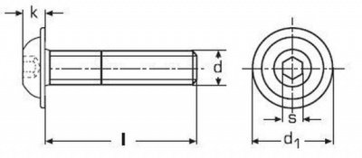 1/4"-20x3/8" UNC PLAIN 10.9 Hexagon socket button head screw with flange ISO 7380-2