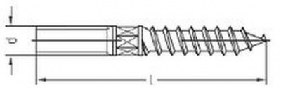M8x80 ZINC Dowel screws with wood and metric therad TORX