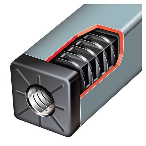 Steel Thread Square Insert 40x40 Square insert with metal thread for high load M10 BLACK