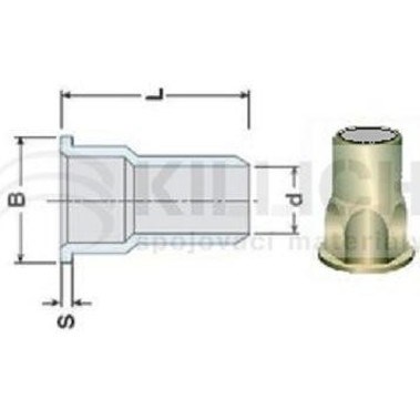 Blind Rivet Nut OPEN M10x23 ZINC Flat head, Semi-hexagonal shaft (s= 0.5-3.5 mm)  35310020 L-11