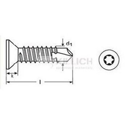 2.9x13 ZINC Self-drilling countersunk head screws TORX 10 DIN 7504P