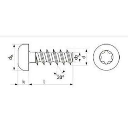 3.0x12 F BLACK ZINC Pan head screws for thermo plastic with TORX 10, type Z Eco-syn PLASFAST 30