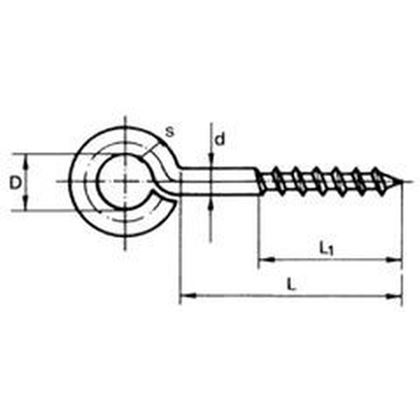 4.5x35 (length 54mm, thread 20mm, eye 12mm) ZINC Screw eye 15.41712