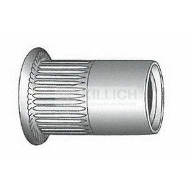 Blind Rivet Nut OPEN M8x16 A2 STAINLESS STEEL flat knurled Head (s= 0.5-3.0 mm)