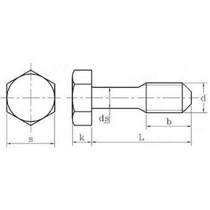 M8x25 KD-1 A2 STAINLESS STEEL Hexagon head screws with waisted shank, short thread,wrench sizes acc. to ISO DIN 7964