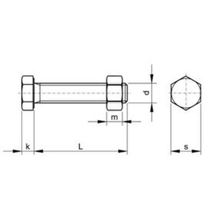 M16x40 ZINC 8.8 CE Hexagon head bolts for steel structures ISO 4017/ISO 15048 with nuts