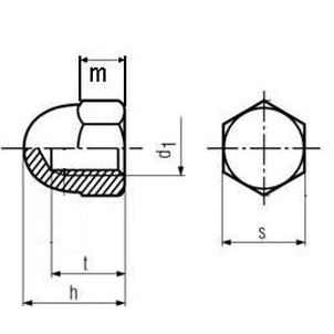 M4 BRASS Hexagon acorn nuts DIN 1587