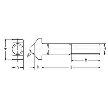 M12x35 ZINC 4.6 T-head bolts with square neck DIN 186B