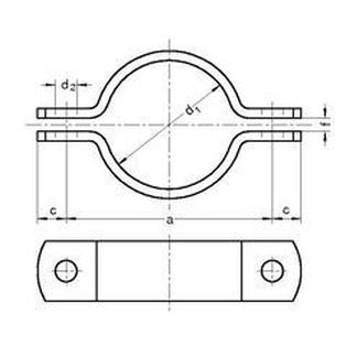 95-103 A2 STAINLESS STEEL clamp with rubber, clamp. head M10, 2 screws M6x25