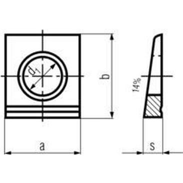 M8 d.9x22x22x4.6 A4 STAINLESS STEEL Square taper washer for I-sections 14% DIN 435I