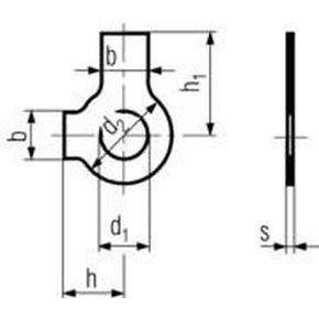 M20 d. 21x37x1.0 ZINC Tab washers with long tab and wing DIN 463