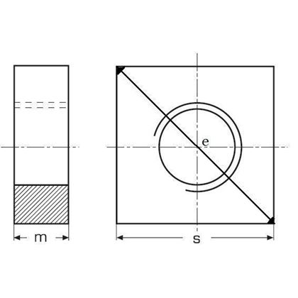 M2.5 A2-70 STAINLESS STEEL Square thin nuts 5x5 DIN 562
