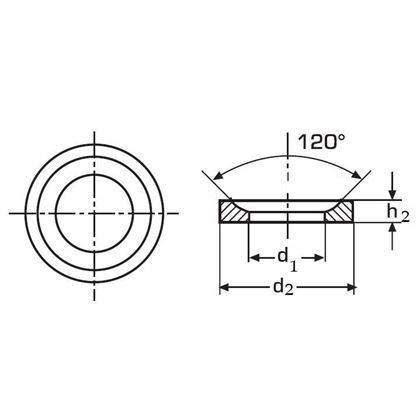 M6 d. 7.1x12x2.8 PLAIN Conical washers DIN 6319D