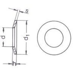 M6 d. 6.4x14x1.5 YELLOW ZINC Conical spring washer for bolted connect DIN 6796