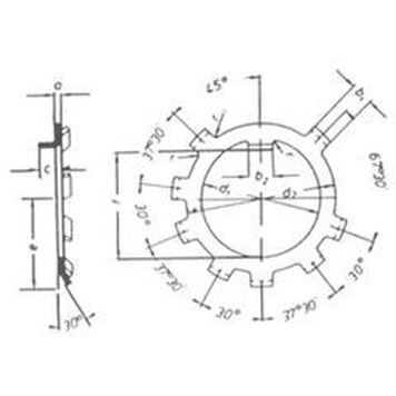 M22 d. 22x30x1 PLAIN Tab washers for slotted round nuts DIN 70952 A