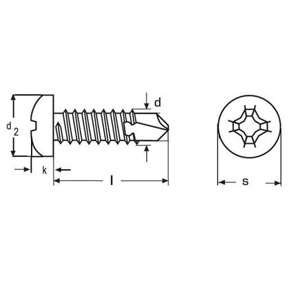 3.9x16 ZINC Self-drilling cross recessed pan head screws ISO 14581 DIN 7504N