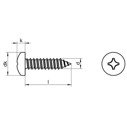 4.2x16 YELLOW ZINC Pan head tapping screws with cross recessed (Phillips) DIN 7981 C-H