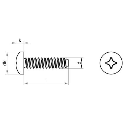 2.2x9.5 ZINC Pan head tapping screws with cross recessed DIN 7981 F-Z