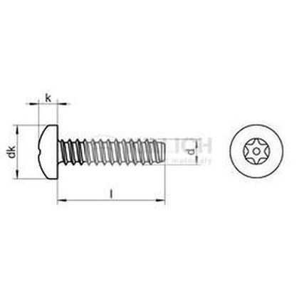 3.5x19 A2 STAINLESS STEEL Pan head tapping screws with TORX DIN 7981F