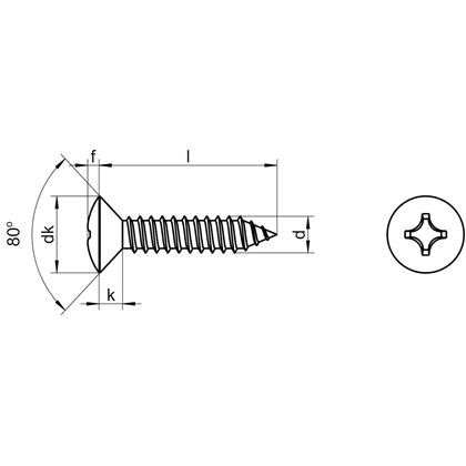 4.8x45 ZINC Cross recessed raised countersunk head tapping screws DIN 7983