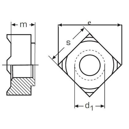 M16 PLAIN Square weld nuts DIN 928