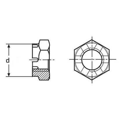 M14x1.5 PLAIN /8/ Hexagon thin slotted and castle nuts DIN 937