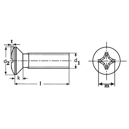 M4x16 ZINC 4.8 Cross recessed raised countersunk head screws DIN 966