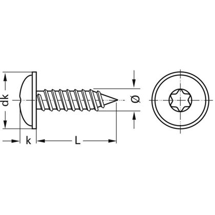 4.2x25 BLACK ZINC pan head tapping screws with collar TORX 20 DIN 968