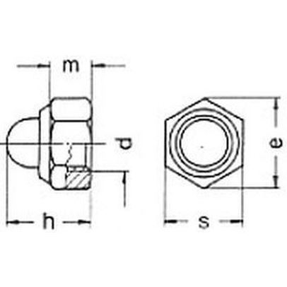 M4 ZINC /6/ Prevailing torque type domed cap nut with nylon insert DIN 986