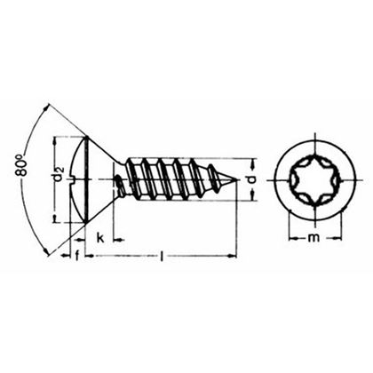 4.2x16 A2 STAINLESS STEEL raised countersunk head tapping screws TORX DIN 7983
