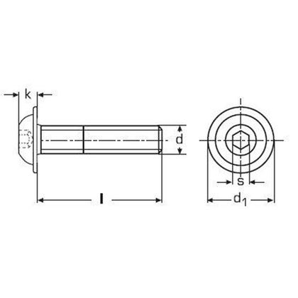 1/4"-20x3/8" UNC PLAIN 10.9 Hexagon socket button head screw with flange ISO 7380-2