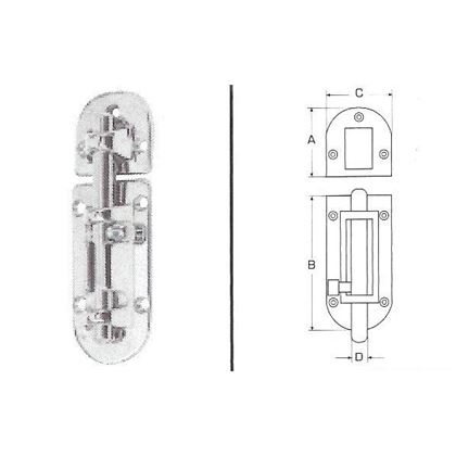 Barrel bolt, investment cast 112x38mm A2 STAINLESS STEEL