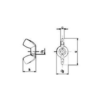 M8 A4 STAINLESS STEEL Wing nuts AT DIN 315