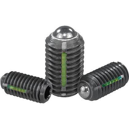 M6x15 STEEL spring pressure screw with hexagon socket and pressure ball LONG-LOK secured