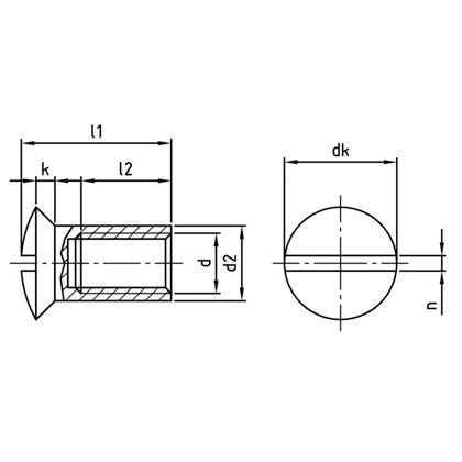M5x15 A2 STAINLESS STEEL Raised countersunk head sleeve nuts with slot Art. 9061