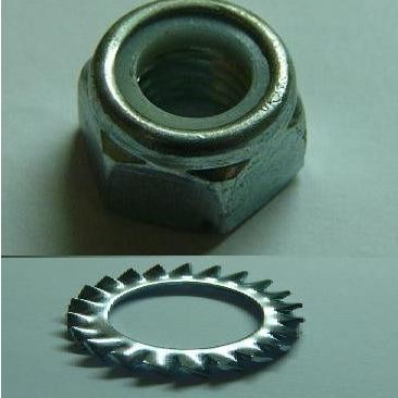 4 ZINC Prevailing torque type hexagon nuts+Serrated lock washers