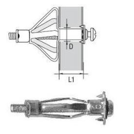 M5x52 HOD-S Metal cavity anchors with screw zinc plated 3-16 blister (20 pcs) L1 7-16