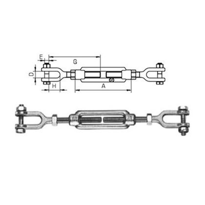 M16 ZINC S235JR Turnbuckle with jaws DIN 1480