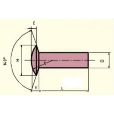 3x6 aluminium Mushroom head rivets ČSN 2315.20 DIN 662