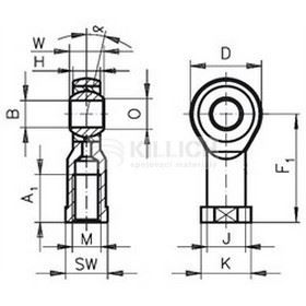 M8 ZINC Rod ends with ball bearing female thread right DIN 12240-4 K