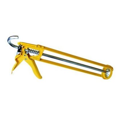 Caulking gun with backstep