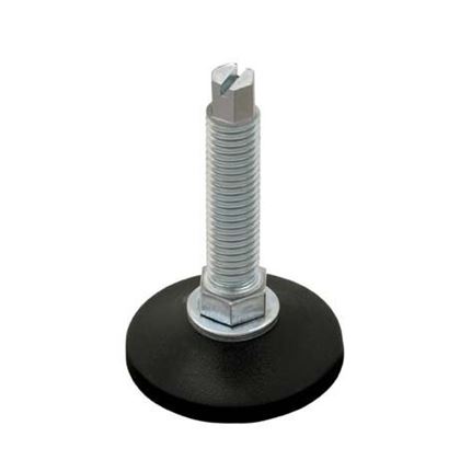 M12x70 Standard Non-Articulating Adjustable Feet - Black Polypropylene, 48mm foot